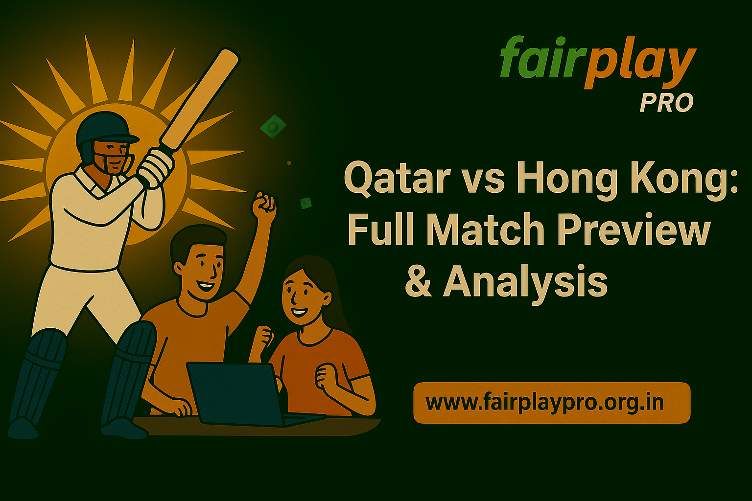 Qatar vs Hong Kong – Cricket players in action